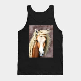 Head of a red horse with white bald head and light mane Tank Top